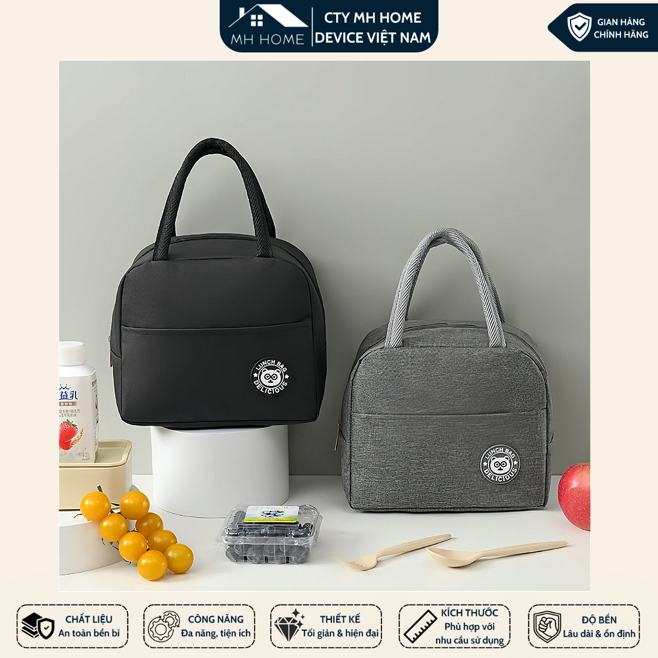 Túi Đựng Hộp Cơm Giữ Nhiệt Cao Cấp Lunch Bag Chống Thấm Nước  CHO DÂN VĂN PHÒNG- MH HOME